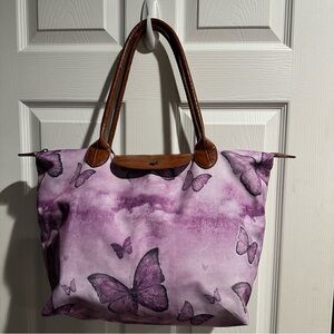 Chic Purple Butterfly Tote Bag
